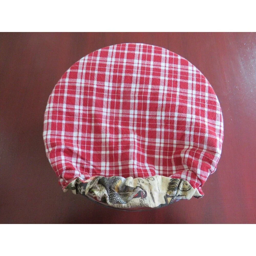 Kitchenaid Reversible Chickens and Red Plaid Mixer Bowl Cover